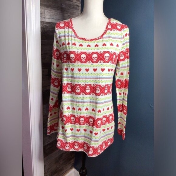 2xl Red and White Knitted Long Sleeve Relaxed Top (0042) - Picture 1 of 6